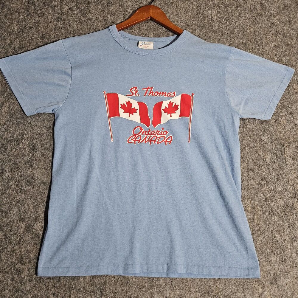 Vintage Penmans Shirt Mens Large St Thomas Ontario Canada Maple Leaf 80s Tee